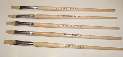 Set of 5 Chenille Kraft 9.5'' Long Handle #8 Brush 3/8''  3/4 long White Hair 