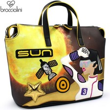 €289 Braccialini CARTOLINE borsa Tote media a tema di Sole e Spazio NEW