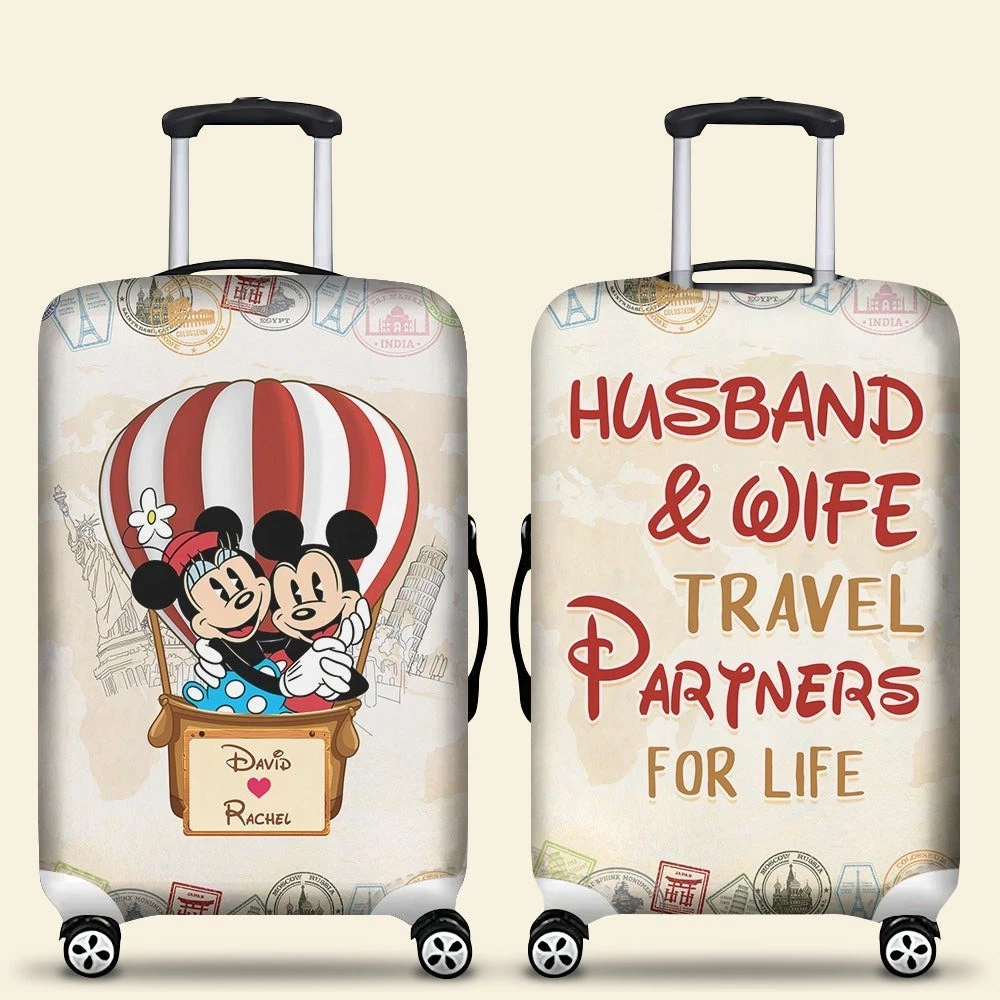 Personalized Mickey Minnie Couple Luggage Cover