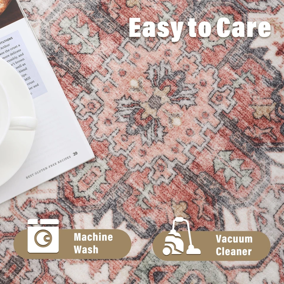 Tapetes redondos vintage de 6 pés antiderrapante lavável tapete circular com apoio de borracha dobrável... - Imagem 4 de 4