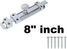 HEAVY DUTY CHROME DOOR BOLT 200mm/8" Bathroom Gate Surface Slide Dead Lock Catch