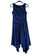 Taylor Size 6 Blue Color Asymmetrical Women Surplice Jersey Midi Dres