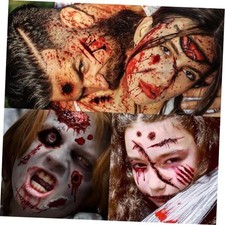 Halloween Zombies Fake Scars Temporary Tattoos, Makeup Kit Horror Scar Tattoos