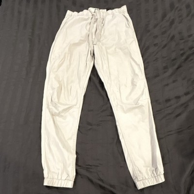 PULL&BEAR Updated Garments Men's White Jogger Pants S 30 Drawstring Logo