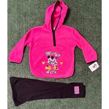 Vintage 90s Mickey  Co Hoodie  Pants Set Girls Size S 4 Pink Mickey  Minnie