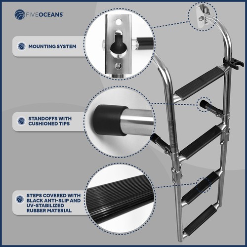 4 Step Boat Ladder, Boat Ladders Folding, Boat Swim Ladder, Boat Boarding Ladder - Picture 5 of 8