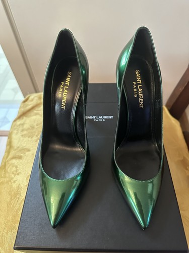 NWB Yves Saint Laurent Women's Green Patent Leather Shoes Size 36.5 IT/6.5 US