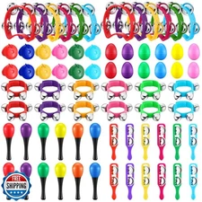 72 Pcs Shaker Musical Instruments for Kids Egg Shaker Wrist Hand Band Bells M