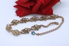 Vintage Gold tone Blue  Rhinestone   Collar  Necklace  CAT RESCUE — photo 2