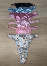 Lot Of 6 Vintage Second Skin Satin Ashley Taylor & USA Unbranded Thong Panties
