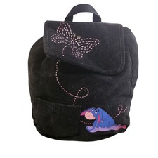 Vintage Y2K Disney Eeyore Mini Backpack Black Velvet Rhinestone Butterfly 9"