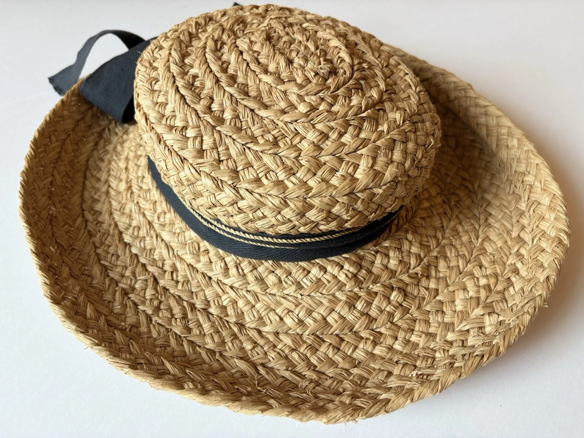 Helen Kaminski Corsica Hat 100% Raffia Straw Black Bow Resortwear Australia Made Helen Kaminski Raffia Straw Hat Black Ribbon Bow Sun Hat  main image 3