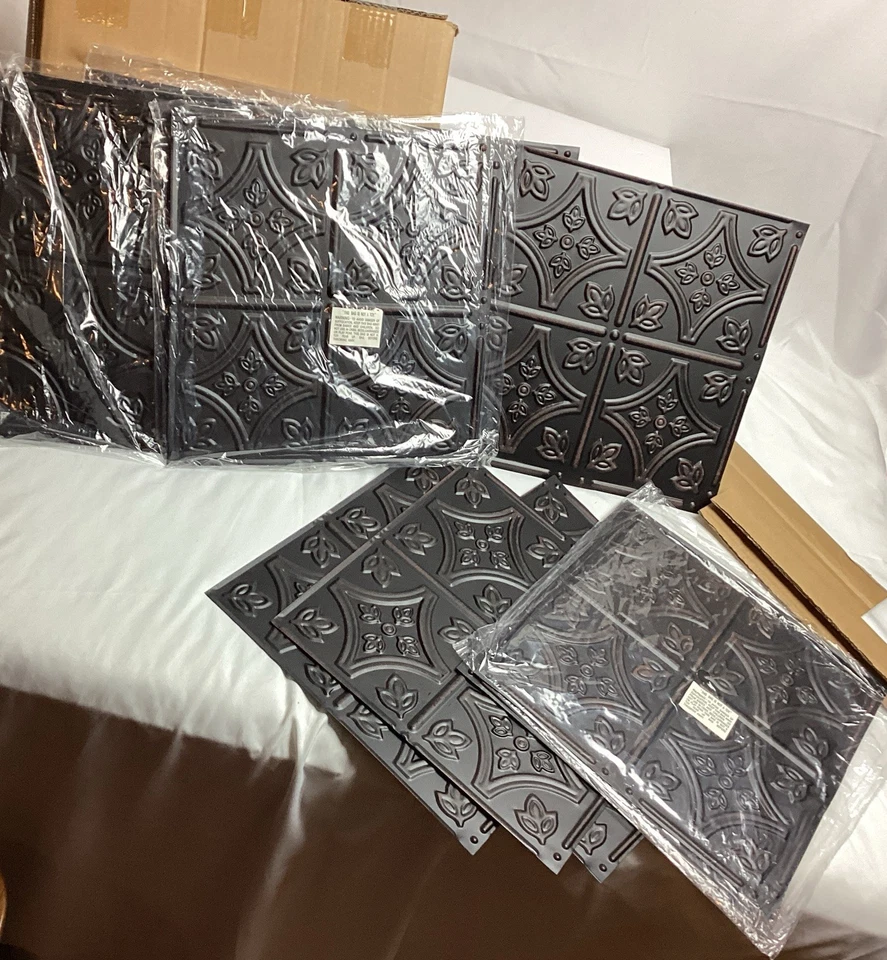  12 Holydecot 12”x12” Stamped Metal Nail-up Tin Ceiling Tiles or Backsplash - Image 2 of 3