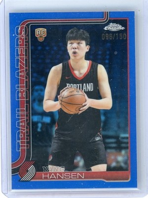 2025-26 TOPPS CHROME #266 YANG HANSEN 096/150 RC TRUE BLUE REFRACTOR ROOKIE !