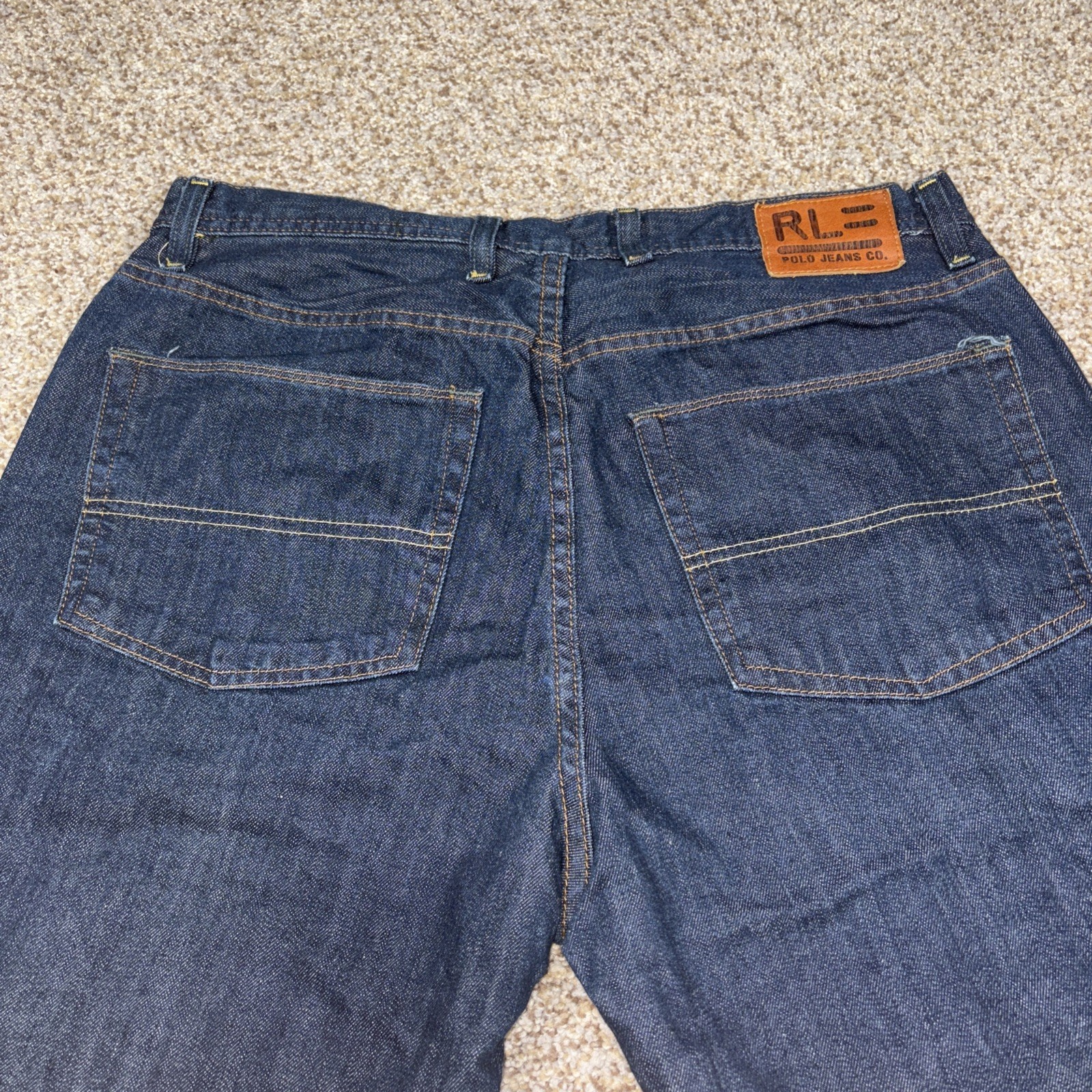 Vtg Polo Ralph Lauren Brixton Loose Fit Denim Jeans Mens 34 Fits 33 X 29 - View 15