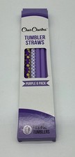 Char Charms Tumbler Straws 6 Pack For 30 Oz Tumblers Purple Smiley Faces Cheetah