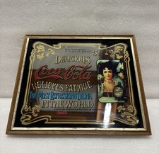 Vintage Coca Cola Relieves Fatigue Delicious 5c Mirror Art Sign Coke 13" X 9"