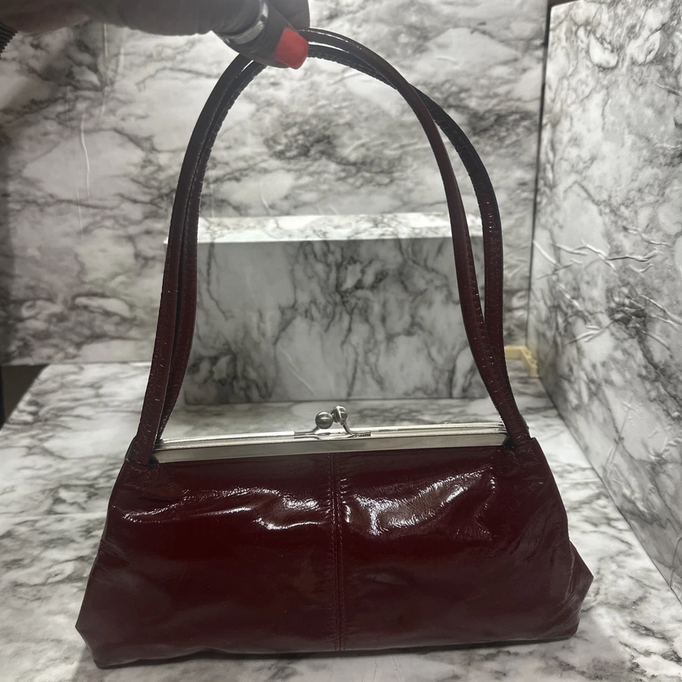 Wilsons кожи Pelle студии красный лакированная кожа поцелуй замок двойной ручки сумочки новый - Изображение 2 из 4