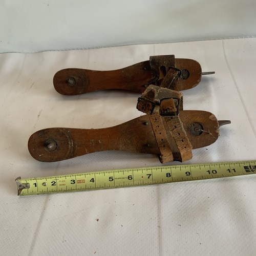 Antique Samuel Winslow Ice Skates Wood and Metal 