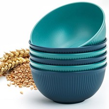 Unbreakable Cereal Bowls 24 oz, Plastic Reusable Light 24OZ, blue-green