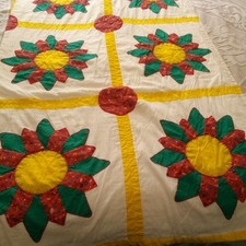 Quilt Patchwork Flowers 61" x 62" No Batting Lightweight