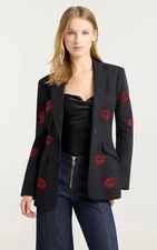 NEW Cinq A Sept Kissing Booth Cheyenne Jean Blazer Black/red 081012