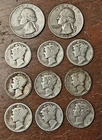 1 oz US Silver Lot 11 Constitutional Coins Mercury Dimes, Washington Quarters