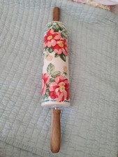 Pioneer Woman Vintage Floral Ceramic Rolling Pin Wood Handles Retired Pattern 