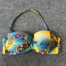 Luli Fama Molded Push Up Bandeau Halter Bikini Top Size Medium Diamonds Jewels