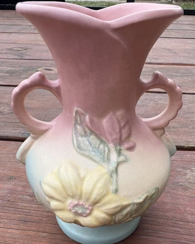 Hull Art Pottery Vase Floral Pattern, 6.25” Tall