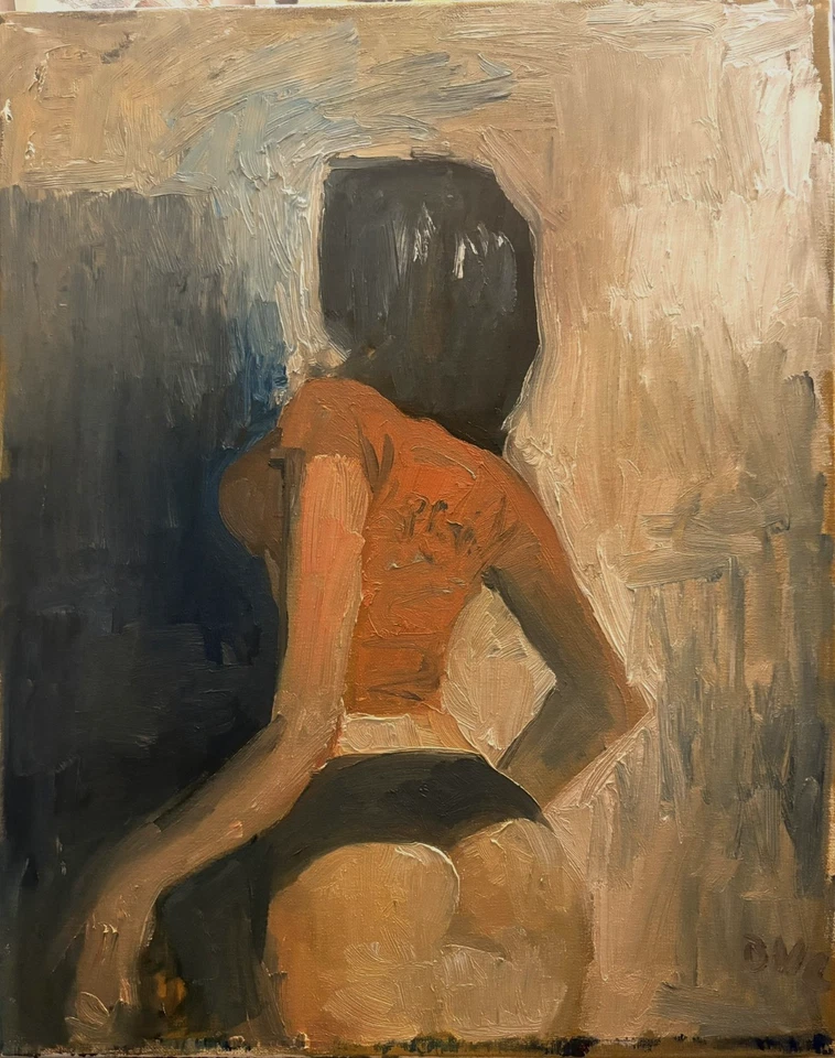 Boudoir Figure Portrait Cubism Disney Oil Painting 16x20 Canvas Original Signed - Image 2 of 4