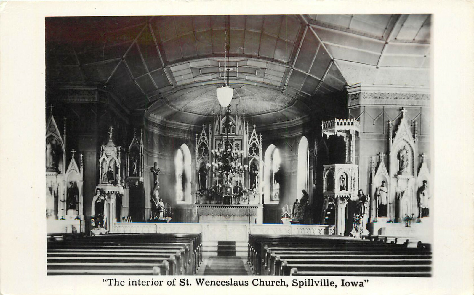 RPPC Postcard Interior St Wenceslaus Church Spillville IA Iowa