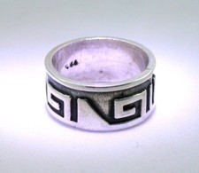Southwest Abstract Design Handmade Band PURE 925 Sterling Silver Ring Size 5.75