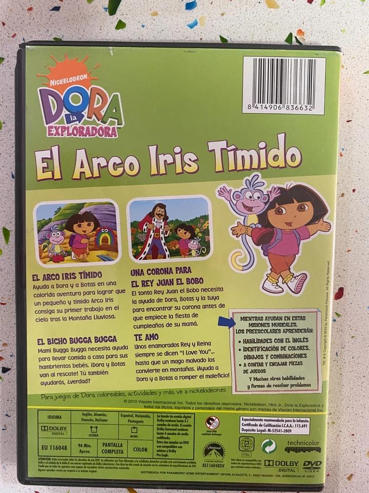DORA LA EXPLORADORA DVD EL ARCO IRIS TIMIDO - ESPAÑOL INGLES FRANCES ALEMAN AM - Imagen 3 de 3