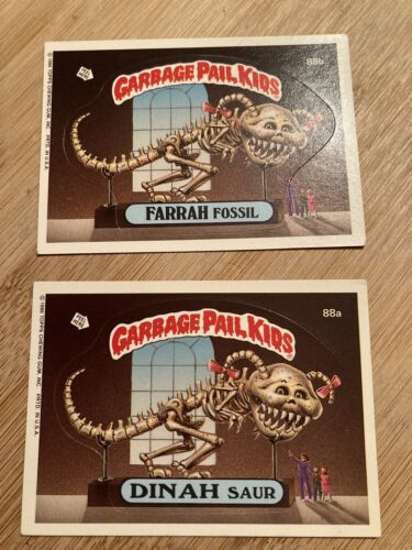 1986 Topps Garbage Pail Kids GPK Series 3 DINAH SAUR 88a & FARRAH FOSSIL 88b - Picture 1 of 10