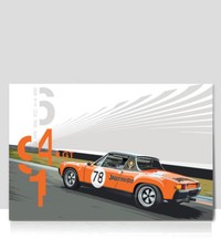 Jagermeister Orange Porsche 914-6 GT. Aluminum Poster 36"x 24"