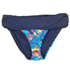 Tie Dye Blue Turquoise Pink Yellow Folded Ruched Top Bikini Bottom Swim Hippie L — photo 2