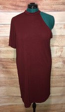 Asos Women's Dress Sz 10 Red Short Sleeve One Shoulder Above The Knee NWT LBB76