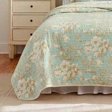 NEW  COZY CHIC COTTAGE SEAFOAM GREEN AQUA BLUE BEIGE TAUPE WHITE QUILT SET