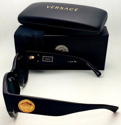VERSACE VE4353 GB1/87 Black Grey 51 mm  TRIBUTE COLLECTION Sunglasses EUC New VERSACE Sunglasses VE 4353 GB1/87 51-26 140 Black & Gold  main image 4