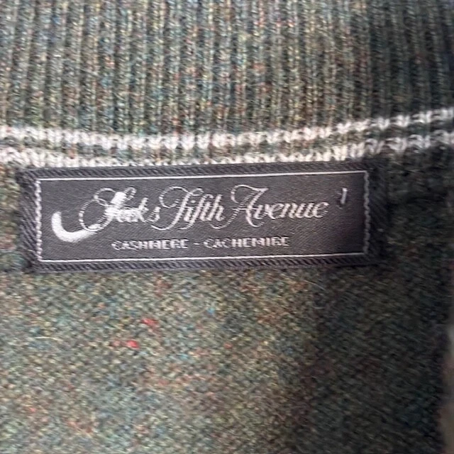 Suéter de cachemir Saks Fifth Avenue para hombre XL 1/4 cremallera suéter verde liso Foto 3 de 4