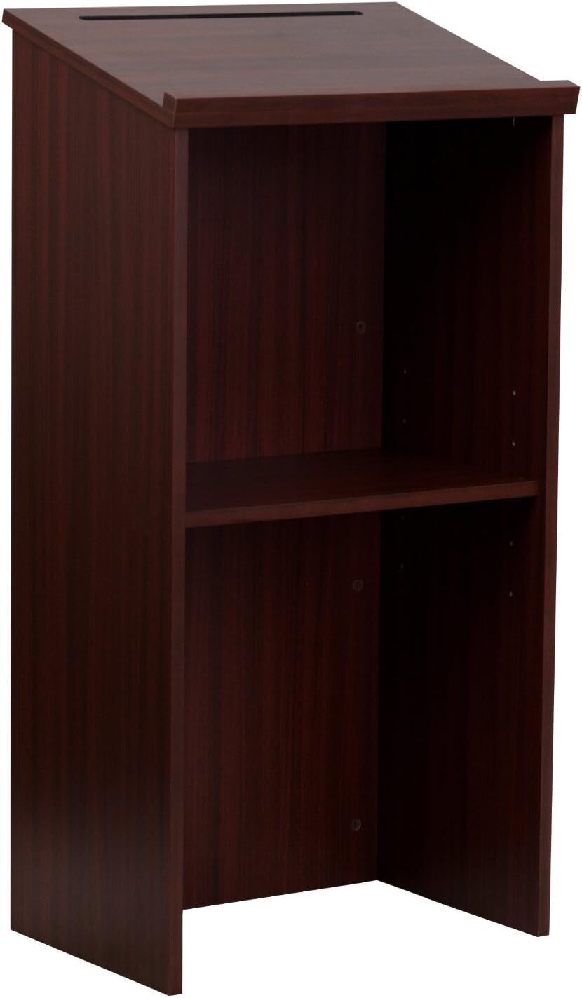 Adir Podium Wood Stand- Standing Desk for Speakers (46.25 Inches, Mahogany)-image