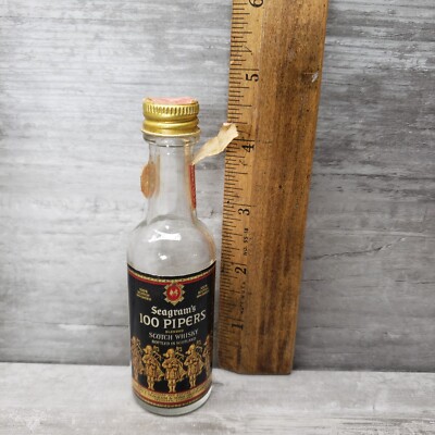 Vintage 100 Pipers Scotch Whisky Miniature Bottle 1/10 Pint