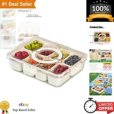 Compact Charcuterie Board with Lid - 8-Grid Snack Storage for Adventures