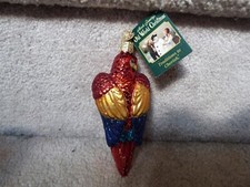 Old World Christmas OWC Figural Glass Christmas Ornament Macaw Parrot 5.25" Tag