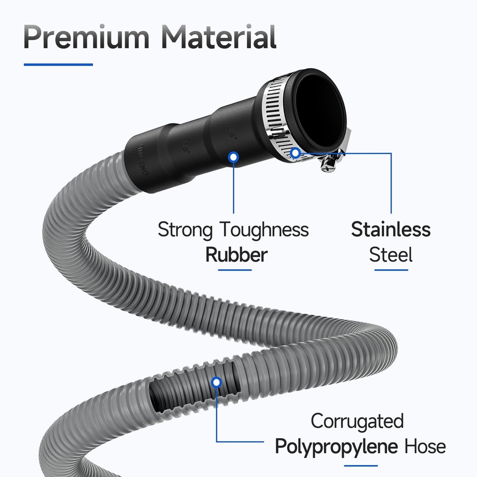10 FT Dishwasher Drain Hose, Corrugated and Flexible Dishwasher Hose