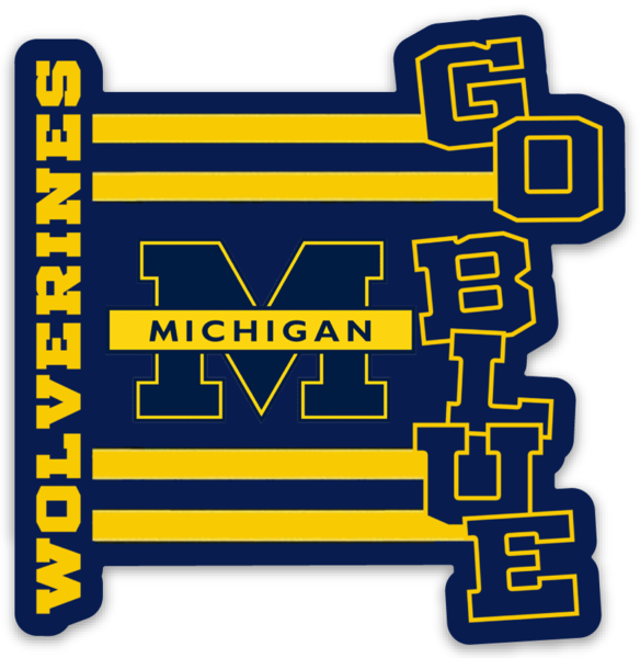 Michigan Wolverines GO BLUE catchphrase saying w/ logo