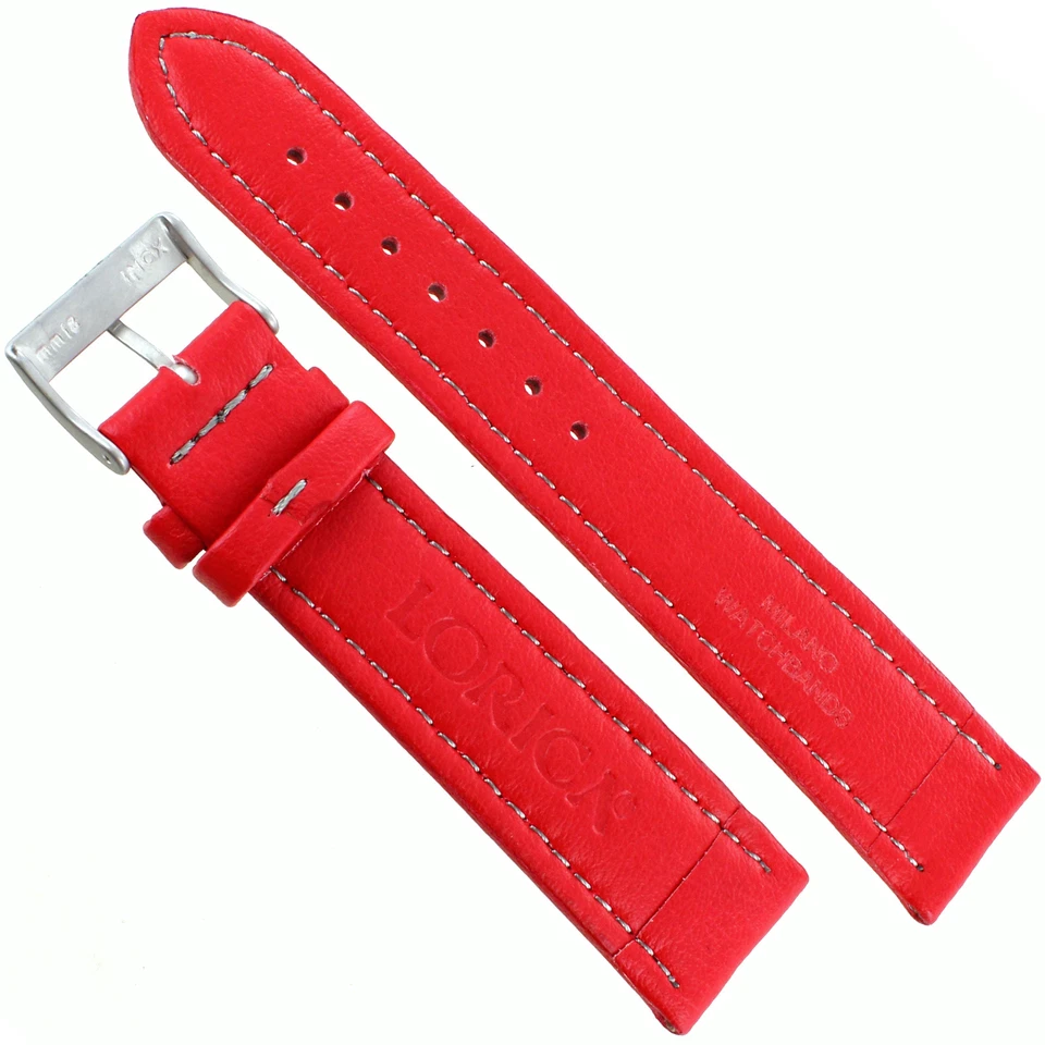 18mm Morellato Lorica Red Silver Stitched Synthetic Leather Padded Watch Band - Image 4 of 4