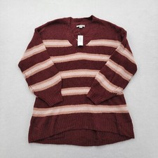 New American Eagle womens S Small Oversized V-Neck Striped Stretch Knit Sweater