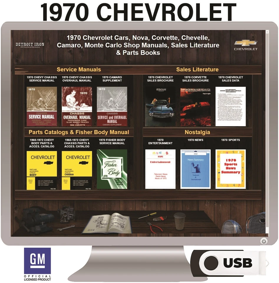 1970 Chevrolet Shop Manuals, Sales Literature & Parts Books on USB - Image 2 of 2